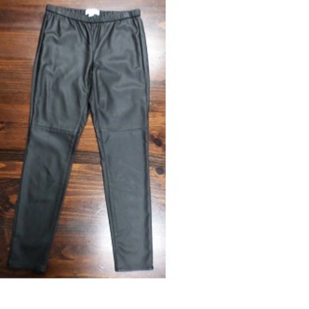 MICHAEL KORS Pant Women's 10 Pull-On Ankle Black Faux Leather NEW